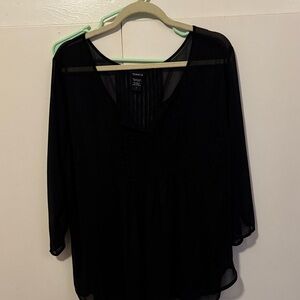 Torrid Black Sheer blue polka dot Blouse